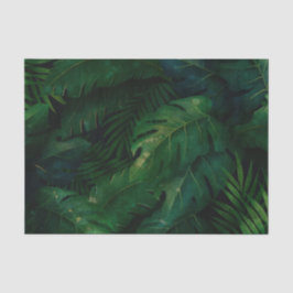 Papel De Seda Patrón de hojas tropicales verdes oscuras