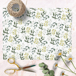 Papel De Seda Patrón de hojas verdes tropicales acuarela natural