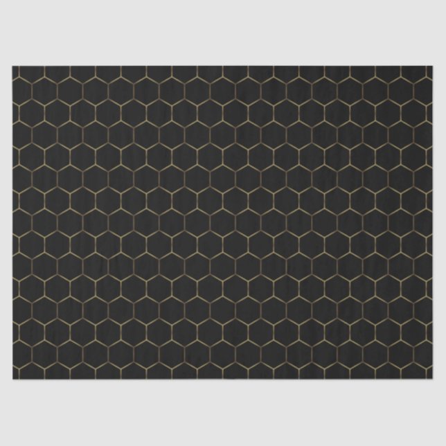 Papel De Seda Patrón de Honeycomb geométrico de clase negra y do (Anverso)