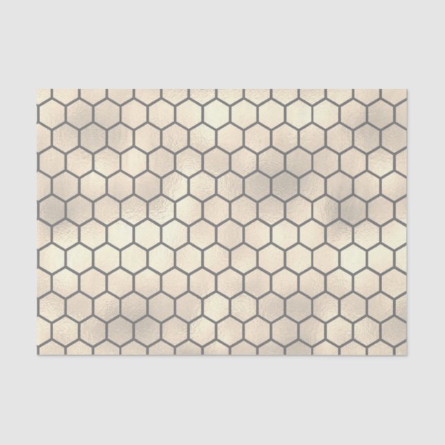 Papel De Seda Patrón de Honeycomb texturizado en oro amarillo pá (Anverso)