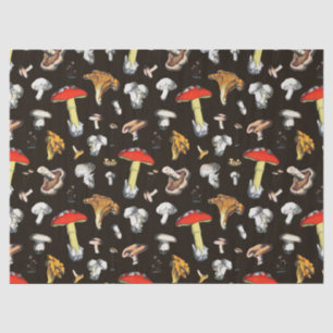 Papel De Seda Patrón de hongo de bosque lindo en marrón oscuro