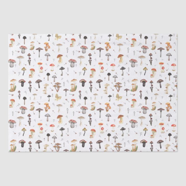 Papel De Seda Patrón de hongos (Anverso)