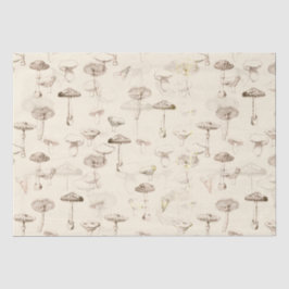 Papel De Seda Patrón de hongos beige ventilado botánico