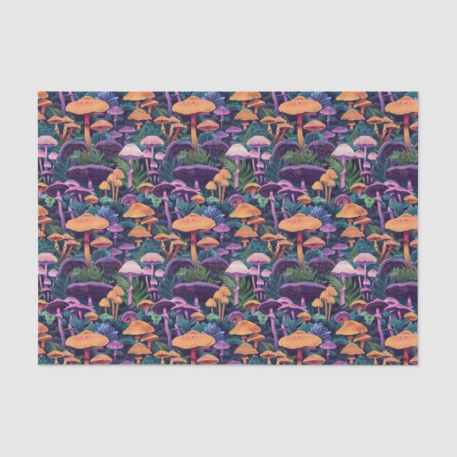 Papel De Seda Patrón de hongos funky para decoupage (Anverso)