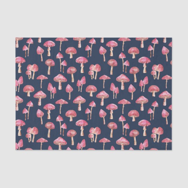 Papel De Seda Patrón de hongos rosados (Anverso)