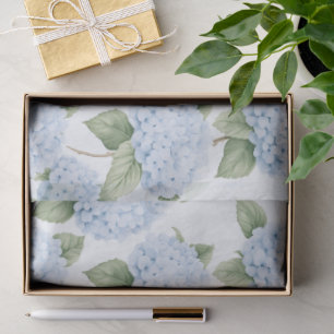 Papel De Seda Patrón de Hortensia Azul Floral Botánico Acuarela