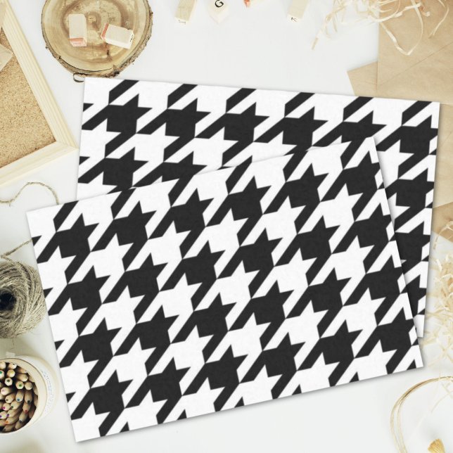 Papel De Seda patrón de houndstoth blanco y geométrico elegante (stylish geometric black white houndstooth pattern tissue paper)