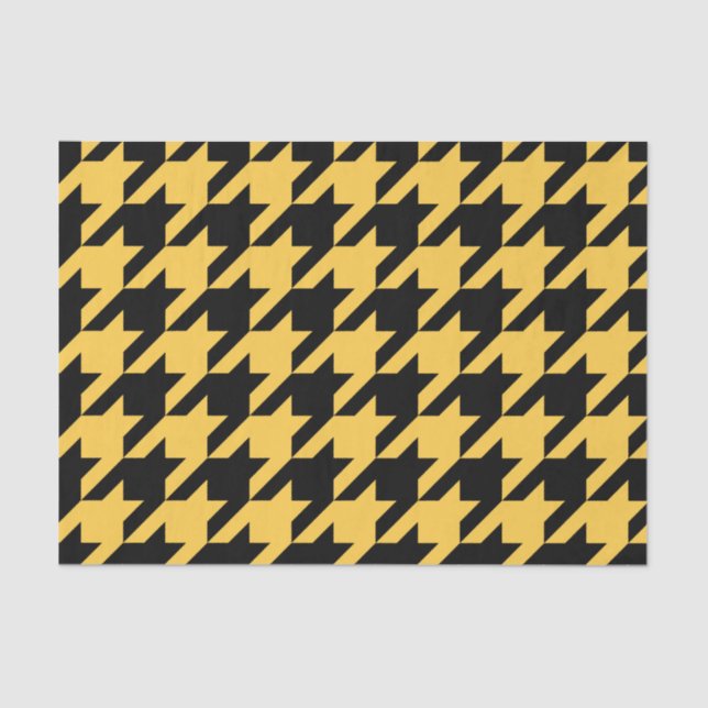 Papel De Seda Patrón de Houndstoth negro y amarillo (Anverso)