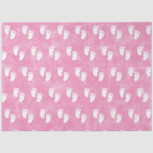Papel De Seda Patrón de huella Baby Shower de color de agua rosa