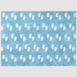 Papel De Seda Patrón de huella de Baby Shower de color azul