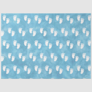 Papel De Seda Patrón de huella de Baby Shower de color azul