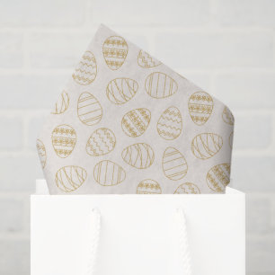 Papel De Seda Patrón de huevo de Pascua de arte de línea dorada