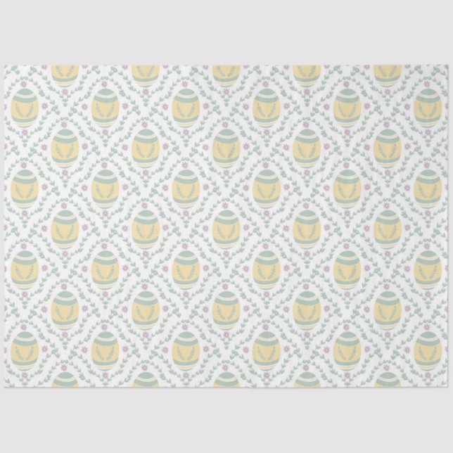 Papel De Seda Patrón de Huevos de Pascua Pastel Damask (Anverso)