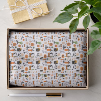 Papel De Seda Patrón de iconos espeluznantes lindos de Halloween