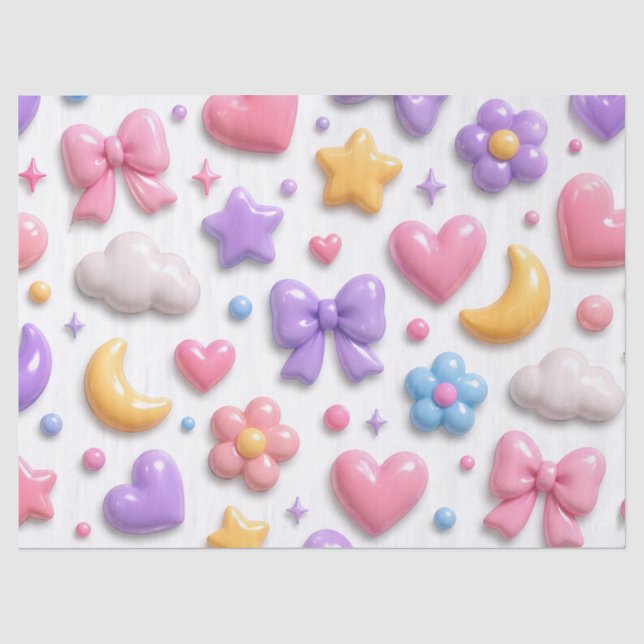 Papel De Seda Patrón de iconos pastel de dulces lindos (Anverso)
