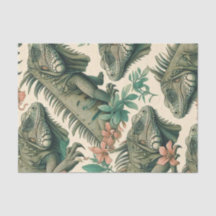 Papel De Seda Patrón de iguana de época