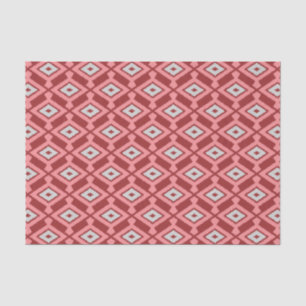 Papel De Seda Patrón de Ikat - Borgoña, gris y coral