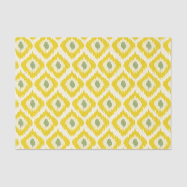 Papel De Seda Patrón de Ikat de diamante amarillo (Anverso)