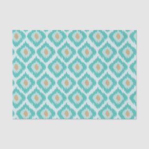 Papel De Seda Patrón de Ikat de Diamantes Turquesa