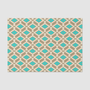 Papel De Seda Patrón de Ikat - Turquesa, Taupe y Beige