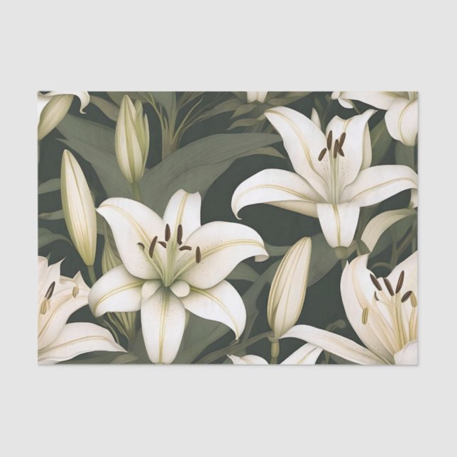 Papel De Seda Patrón de ilias blancas (Anverso)