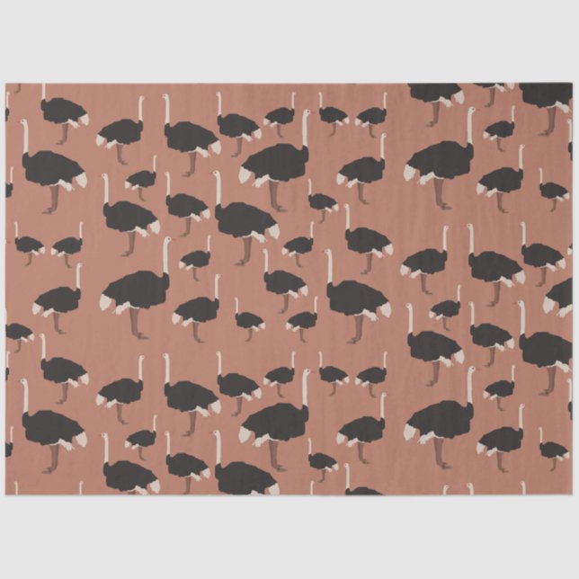 Papel De Seda Patrón de Ilustracion de aves de avestruz (Anverso)