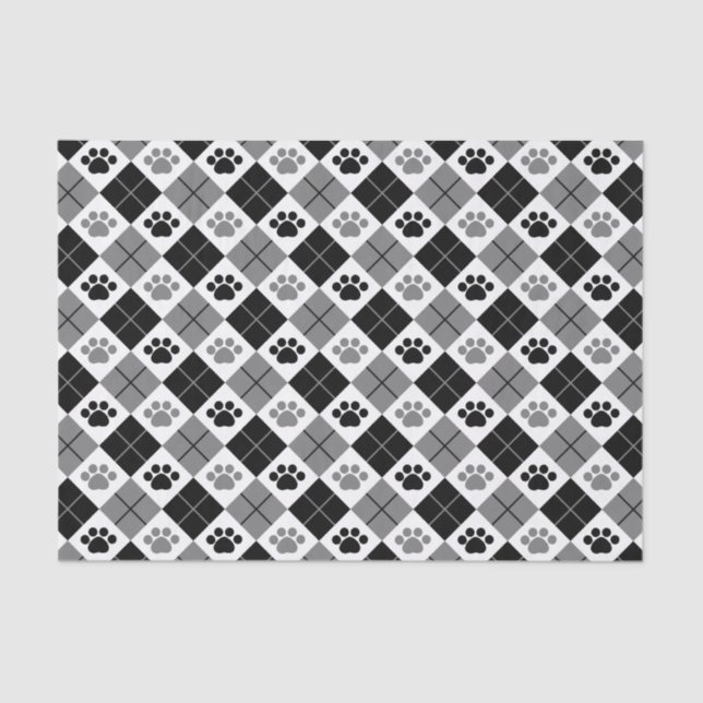 Papel De Seda Patrón de impresión de arglas negro y gris (Anverso)