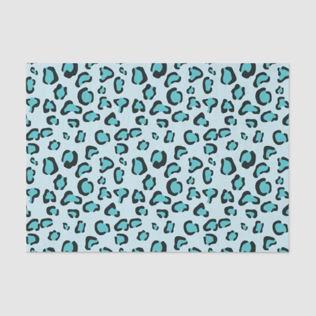Papel De Seda Patrón de impresión de leopardo azul (Anverso)