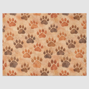 Papel De Seda Patrón de impresión de pata de acuarela rústica (1