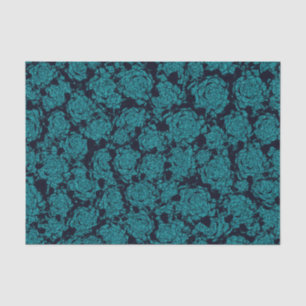 Papel De Seda Patrón de impresión de suculentas en azul teal y n