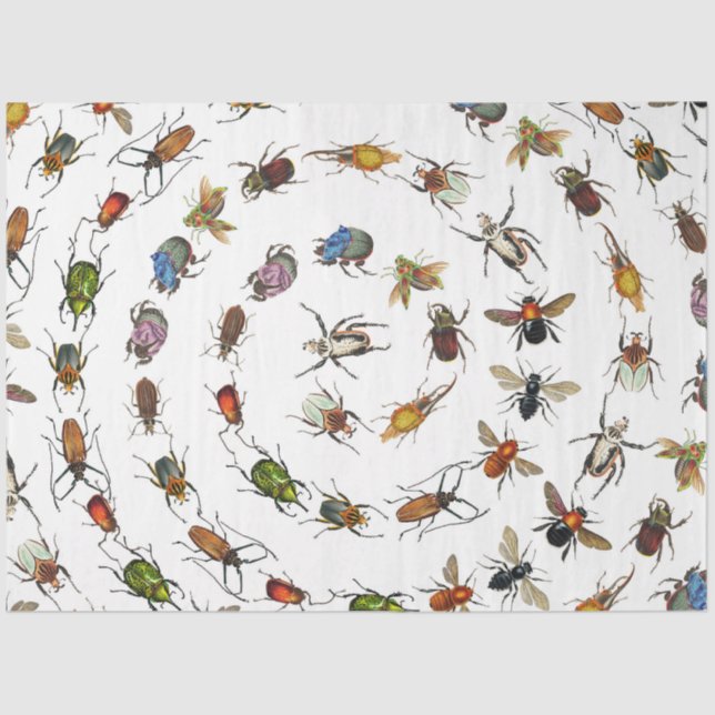 Papel De Seda Patrón de insectos y bichos de época (Anverso)