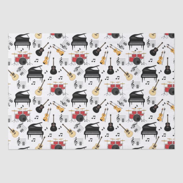 Papel De Seda Patrón de instrumentos de música (Anverso)
