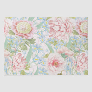 Papel De Seda Patrón de iris azul de peonía de Rubor vintage
