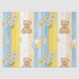 Papel De Seda Patrón de jardín de margaritas de osito de peluche