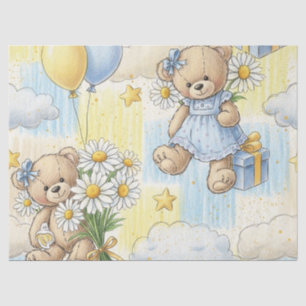 Papel De Seda Patrón de jardín de margaritas de osito de peluche