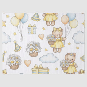 Papel De Seda Patrón de jardín de margaritas de osito de peluche