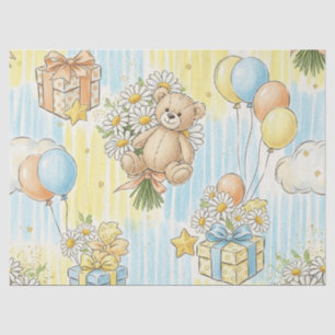 Papel De Seda Patrón de jardín de margaritas de osito de peluche