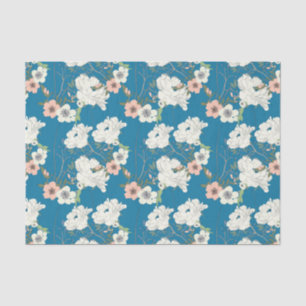 Papel De Seda Patrón de jardín floral blanco