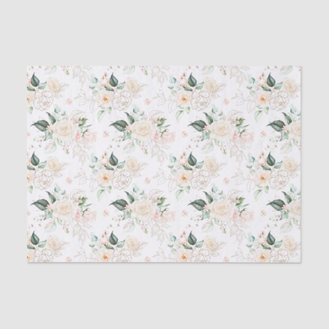Papel De Seda Patrón de jardín floral Rosa (Anverso)