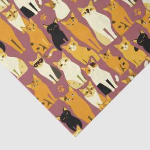 Papel De Seda Patrón de jengibre, gatos negros y blancos