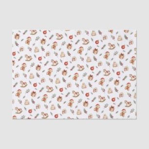 Papel De Seda Patrón de juguetes de acuarela roja y verde lindo