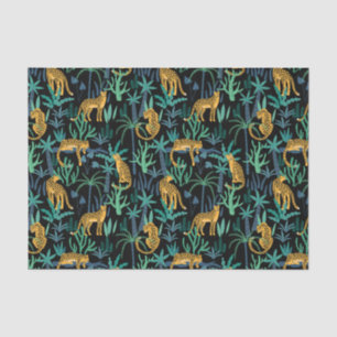 Papel De Seda Patrón de jungla de leopardo con fondo negro