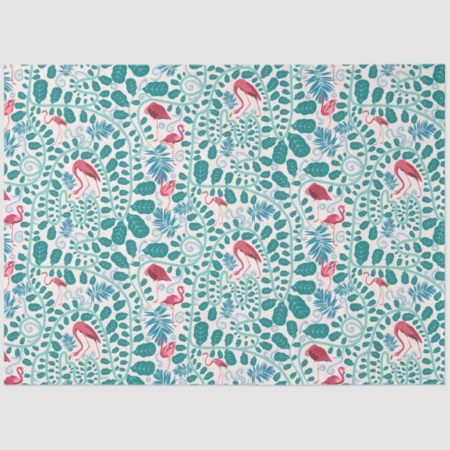 Papel De Seda Patrón de Juntas Flamingo exuberante *Brisa Suave* (Anverso)
