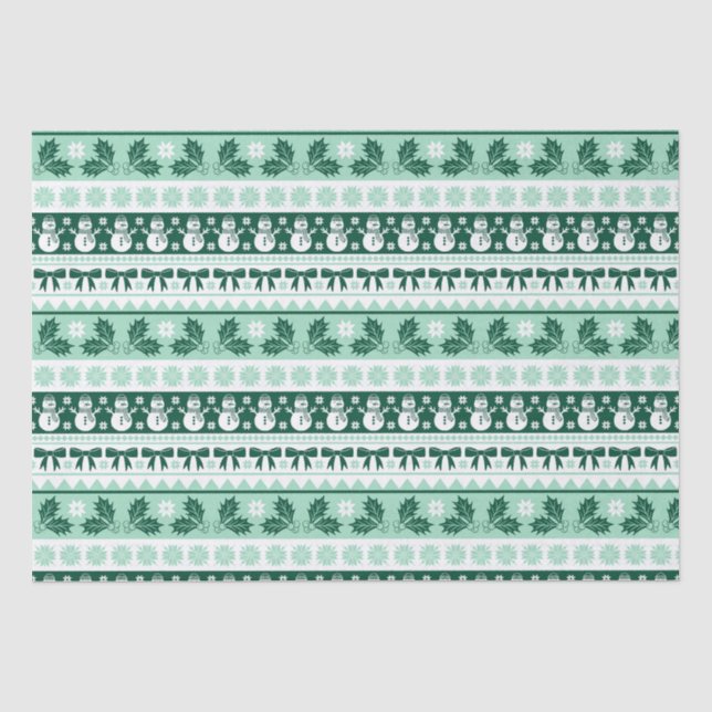 Papel De Seda Patrón de Knit de suéter de navidad feo en verde d (Anverso)