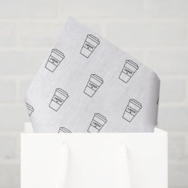 Papel De Seda Patrón de la Copa de Café Minimalista blanco y neg