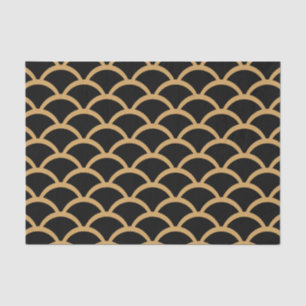 Papel De Seda Patrón de la escala de peces del oro y el negro Ar