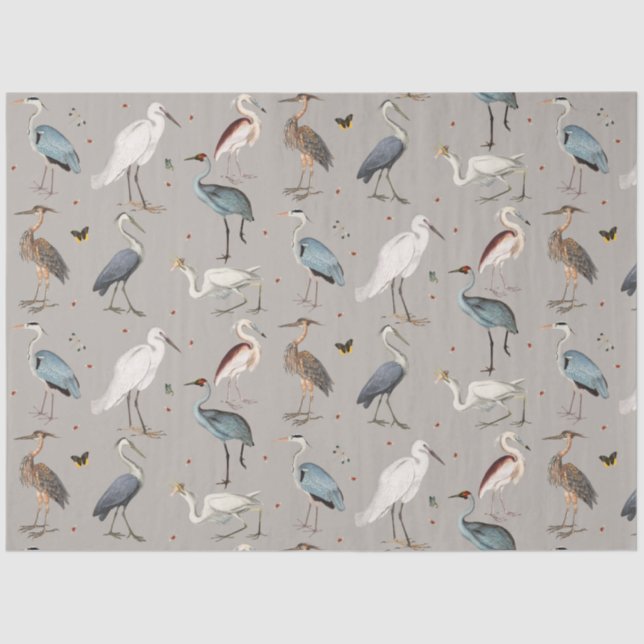 Papel De Seda Patrón de la Naturaleza de los áridos de la garza  (Anverso)