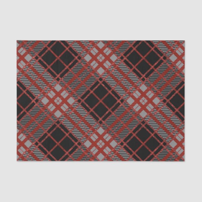 PAPEL DE SEDA PATRÓN DE LA PLACA DE LA PLACA GRIS ROJA NEGRA (Anverso)