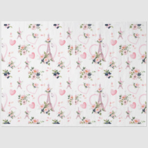 Papel De Seda Patrón de la Torre Eiffel Floral Rubor Floral