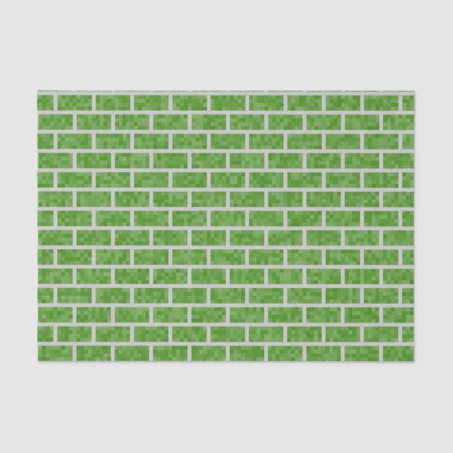 Papel De Seda Patrón de ladrillos de estilo gráfico verde de 8 b (Anverso)